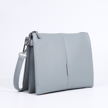 Bag Cross-Bodi with a zipper, 2 external pockets, the color of a gray-blue-2