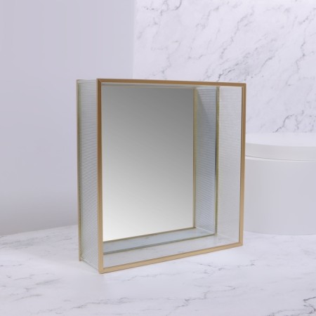 Organizer for storage "Ripples", glass, with a mirror -bottom, 1 section, 20 × 20 × 5 cm, transparent/copper color-4