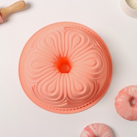 The form for baking the share "German cupcake. Celebration ", silicone, 22.5 × 8 cm, inner diameter 20cm, peach color-2