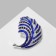 Brooch "Leaf" curved, blue color in silver