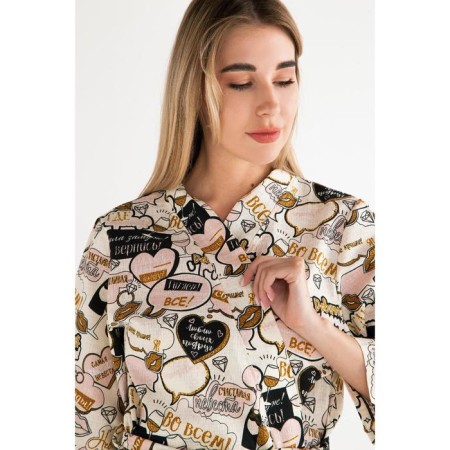 Women's bathrobe Ethel "Gchay" sleeve 3/4, size 46-48, waffle 200g/m2, 100% cotton-2