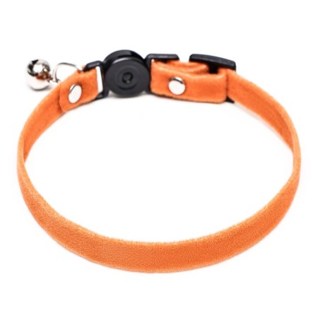 Soft cat collar with a tambourine, 30 x 1 cm, textiles, orange-1