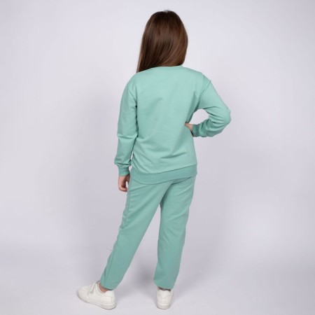 Kit for girls (jumper, trousers), dusty mint color, height 128 cm-2
