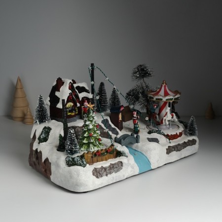 Souvenir plastic light "Carousel at the Christmas tree" is spinning 35x20x19 cm-2