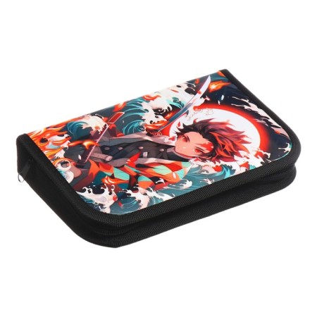 Penal 1 section 140 x 210 x 40 mm, folding pocket and cosmetic bag, fabric, calligrata topontent "Anime Fire"-1