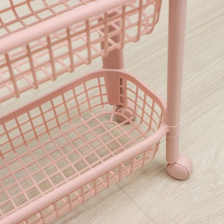 Floor-shaped shelf 4-section, on wheels, color tea rose-2