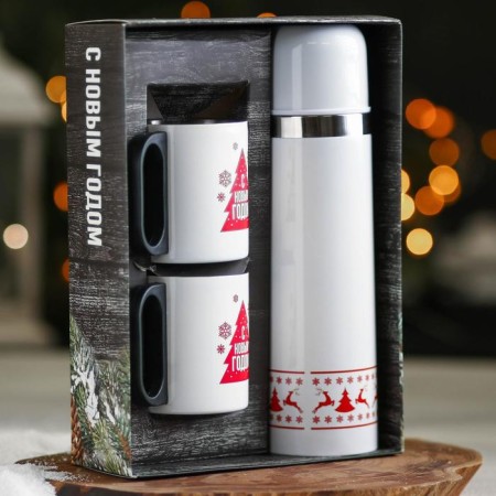 The set "Happy New Year" :: thermos 500 ml, a mug 200 ml, 2 pcs.-6