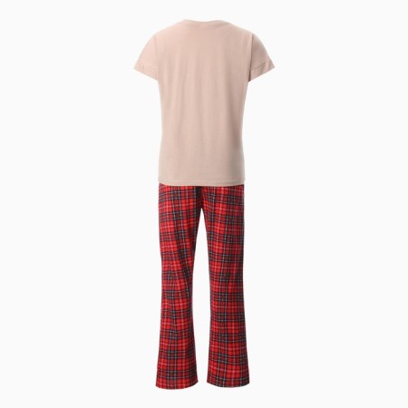 Female home set (T -shirt, trousers), beige/red color, size 52-5
