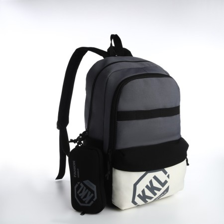 Youth backpack from a lightning textile, 3 pockets, a bag, a suitcase holder, black/gray color-3