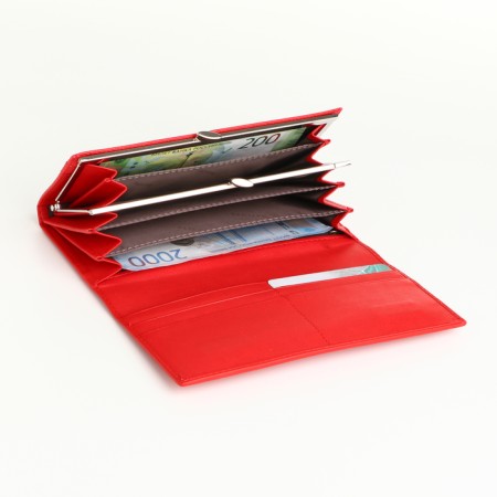 Women's wallet on magnets, red color-3