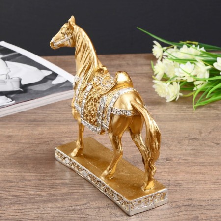 Souvenir Polystone "Golden Horse - Allur" 17.5x19.5x5.4 cm-4