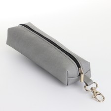 Key of zipper, length 16 cm, ring, carbine, gray color