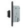 The latch is flattened magnetic, under the Lockland ZLK4BL cylinder, black color is black