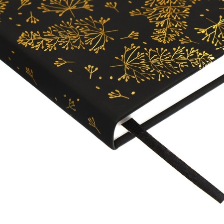 The diary is low, A5, 136 sheets, leatherette, Devente. Tropicana, solid cover, foil embossing, perforation, liesse, block 70%, black-3