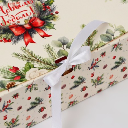 New Year. New Year's Folding Gift, packaging, “spruce branches”, 31 × 24.5 × 8 cm.-1