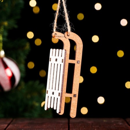 Christmas tree decoration "Salad", white, 10x4.5x2.5 cm, MDF-1
