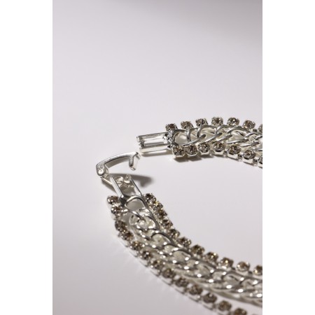 Bracelet with rhinestones "shine" chain, white color in silver, l = 18 cm-2