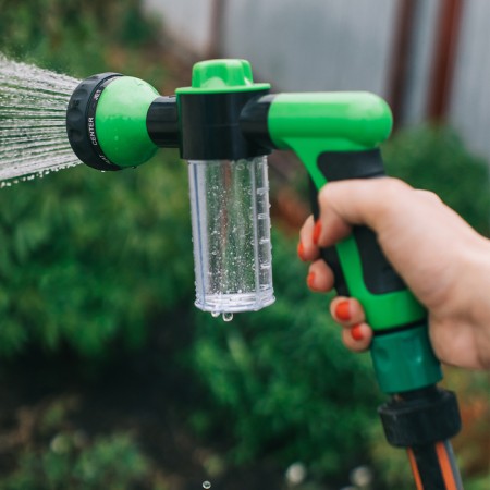 A pistol for watering, 8 modes, with a sink flask, a quick -sitting connection, plastic-11
