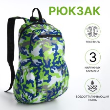 Waterproof backpack with lightning, 3 pockets, green color