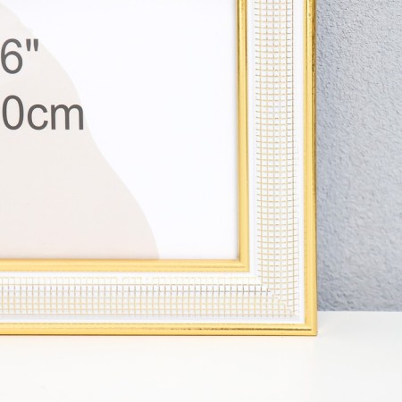 Photo frame plastic 30x40 cm "Small mesh" white with double gold stroke 43.5x33.5 cm-1