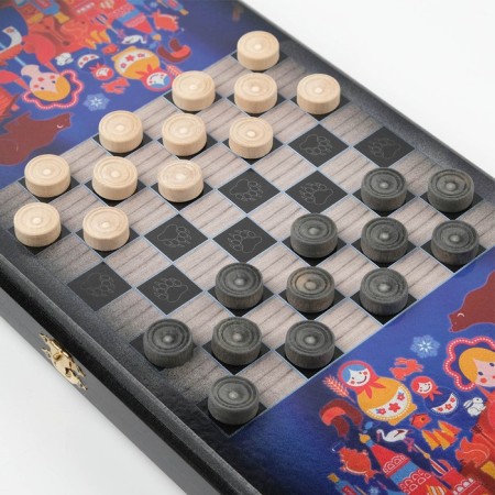 Wooden backgammon large, board game "Bear with a balalaika", 40 x 40 cm, with checkers-2