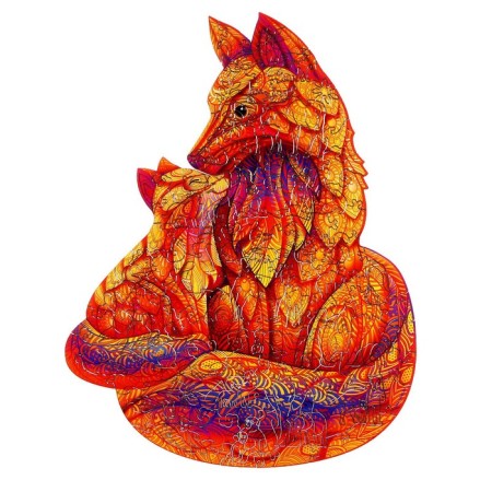 Puzzle wooden figured "Fiery Fox", pair-2