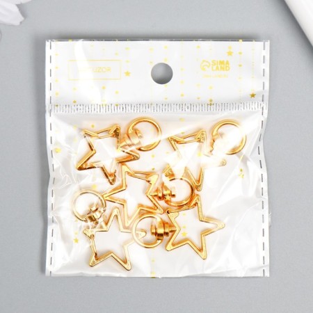 Carabiner Metal with a ring "Star" gold 3.4x2.3 cm-3