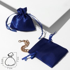 Satin gift bag, 7 × 7 cm, blue color