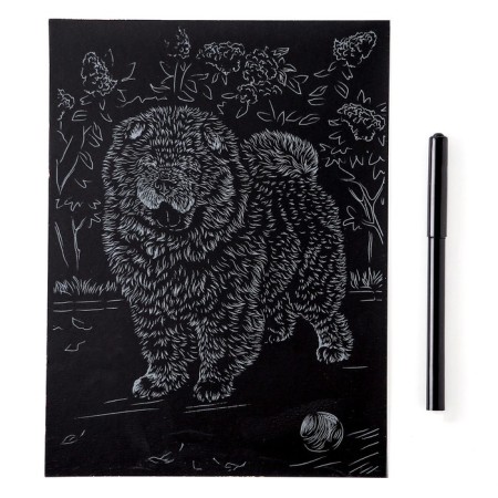 Engraving 18 × 24 cm, dogs "chau-chau" (gold)-2