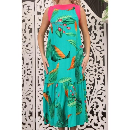 Sarafan female, size 42, turquoise color-11