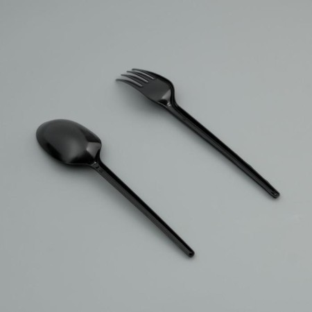 Set of disposable dishes "Fork, spoon" Black, 16.5 cm-1
