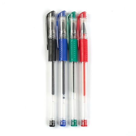 A set of gel pens, 4 colors, with rubber holders, in a blister on a button-1