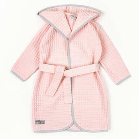 Халат детский с капюшоном Amarobaby Waffle, рост 122-128 см, цвет розовый-7