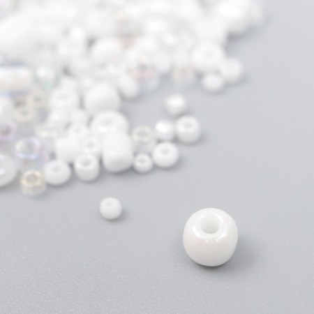 Glass beads 6/0-15/0 "Asshletes White" d = 1.5-4 mm, nr 10gr-1