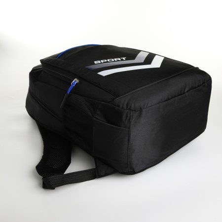Youth backpack on a zipper, 4 pockets, black/blue color-4