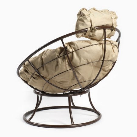 Armchair "Papasan" mini, with beige pillow, 81x68x77cm-3