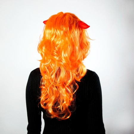 Carnival wig, with red horns, redhead, 130 g-1