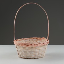 Wicker basket, d23 x 17 x 10/36 cm, peach, bamboo