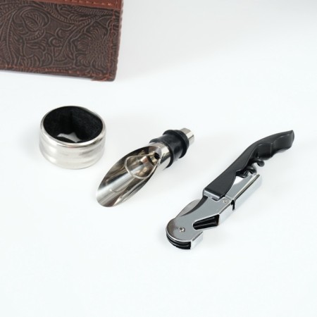 Casket wood, leatherette to the bottle "Plant patterns" 3 objects 37x26x11.5 cm-3