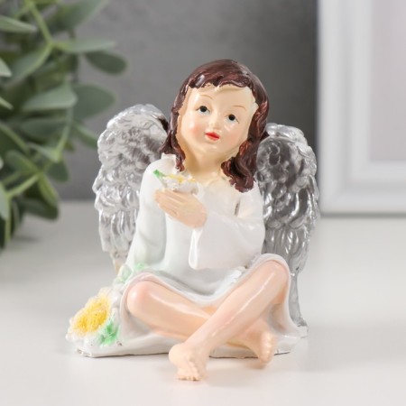 Souvenir Polystone "Girl Angel in forget -me -nots" MIX 7.5x6.8x6.8 cm-1