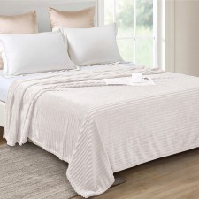 Plaid Vertical 150x200cm, milk, Velsoft 280g/m, PE100%