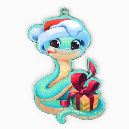 Christmas tree toy New Year's "Snake with a gift", for the New Year, 7 x 11 cm-1