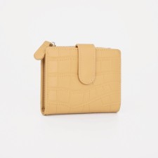 Women's wallet on the button, yellow color