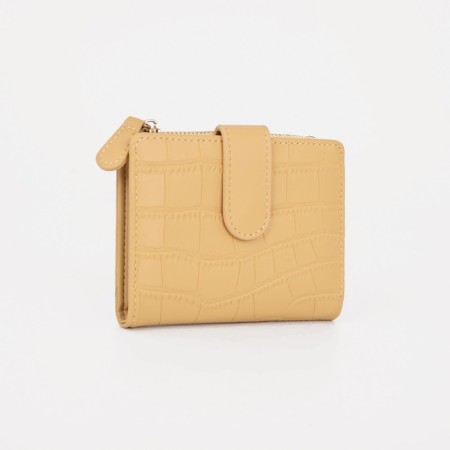 Women's wallet on the button, yellow color