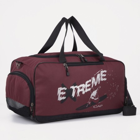 Sports bag with lightning, shoe department, external pocket, burgundy