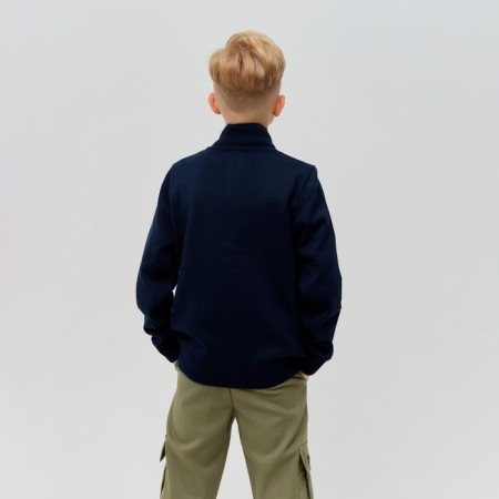 Cardigan for a boy with Minaku lightning is dark blue color, height 98-2