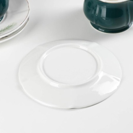 Ceramic tea service “Shishechki”, 12 items: a cup 200 ml, a saucer d = 14.5 cm, green color-2