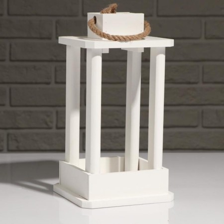 Kashpo Wooden "Lantern", PEAL ROOKE, White, 16 × 16 × 30 cm-1