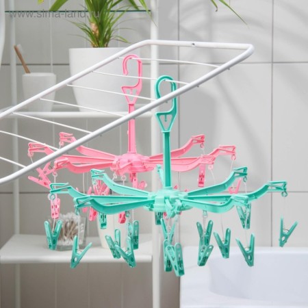 Sushilka for linen suspended share, 41 × 41 cm, 16 clothespins, color mix-3
