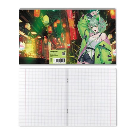 Subject notebook, 48 sheets, cage, computer science, erichkrause "manga", cardboard cover of twin-lak, unit offset white 100%, information block-7